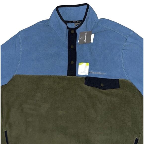 Eddie Bauer Men's‎ Chutes Snap Mock Microfleece Pullover Size 2XL Olive/Blue NWT - Picture 3 of 7